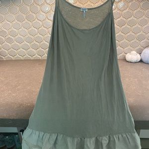 Splendid / Anthropology cotton mini dress tank spaghetti straps moss ruffle